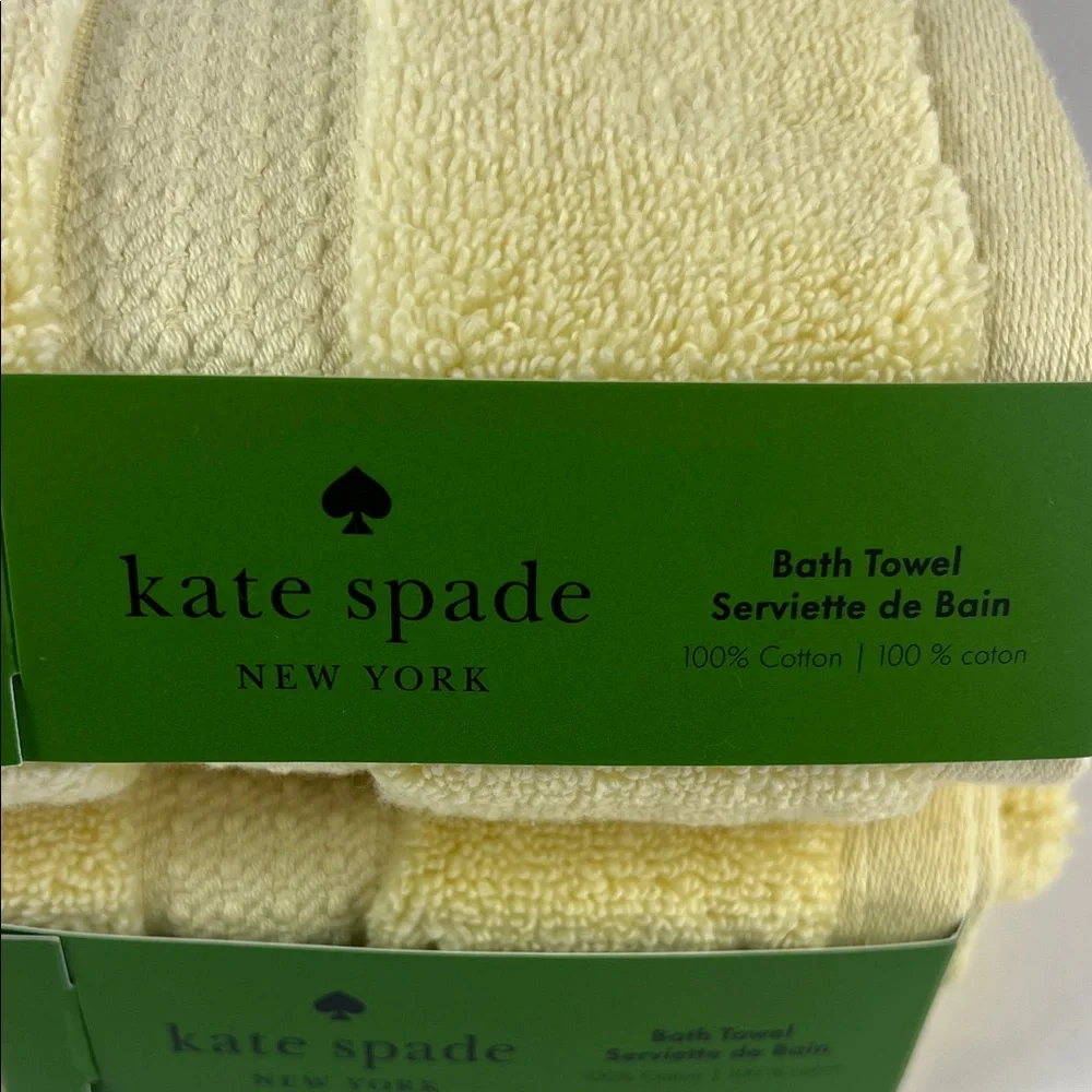 Kate Spade Soft Yellow Bath Towels Plush 100% Cotton Zero Twist Set of 2 NEW